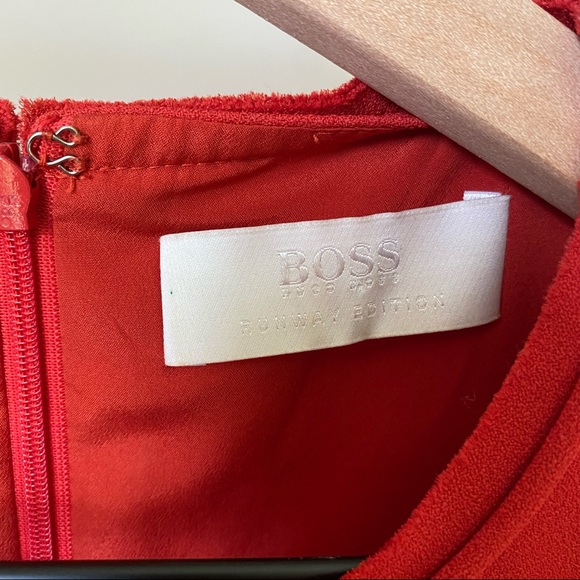 Hugo Boss Red Sheath Mini Dress Crew Neck Sleeveless - Picture 7 of 7